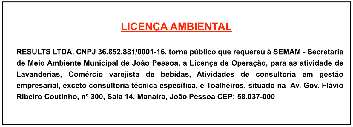 RESULTS LTDA – LICENÇA AMBIENTAL
