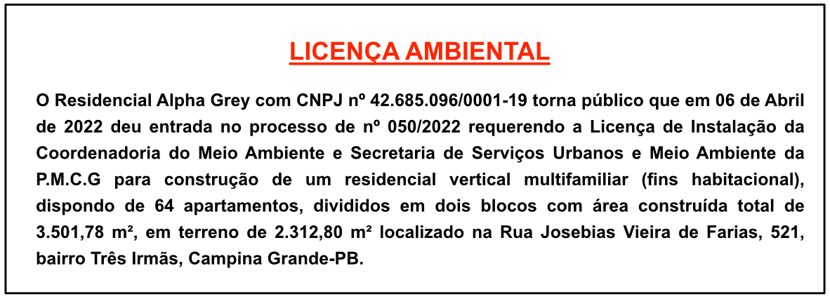 Residencial Alpha Grey – Licença Ambiental