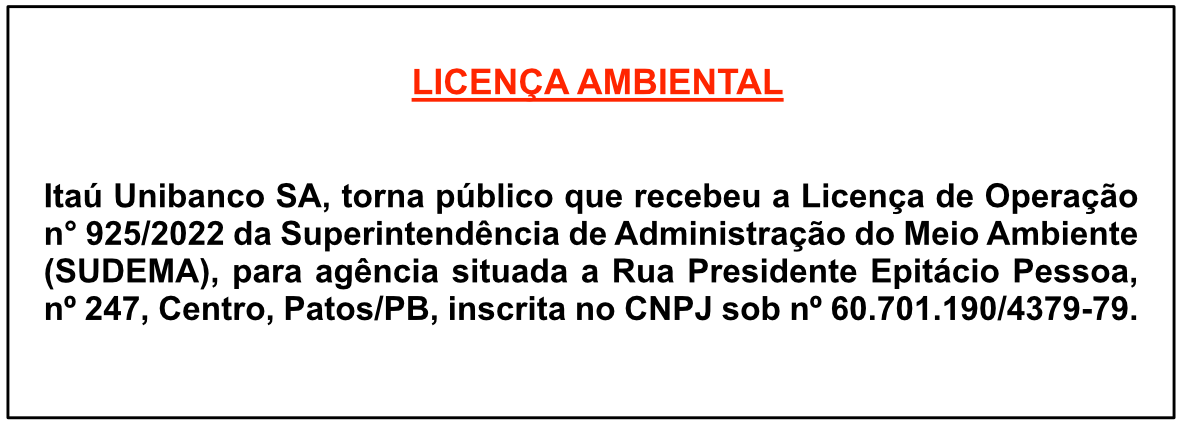 Itaú Unibanco SA – Licença Ambiental