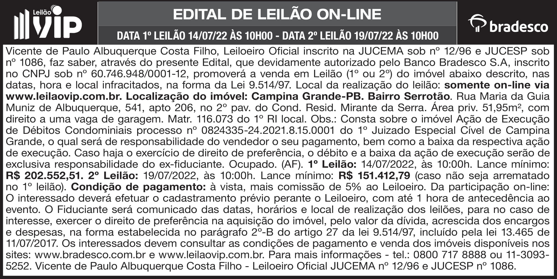 LEILÃO VIP – EDITAL DE LEILÃO ON-LINE