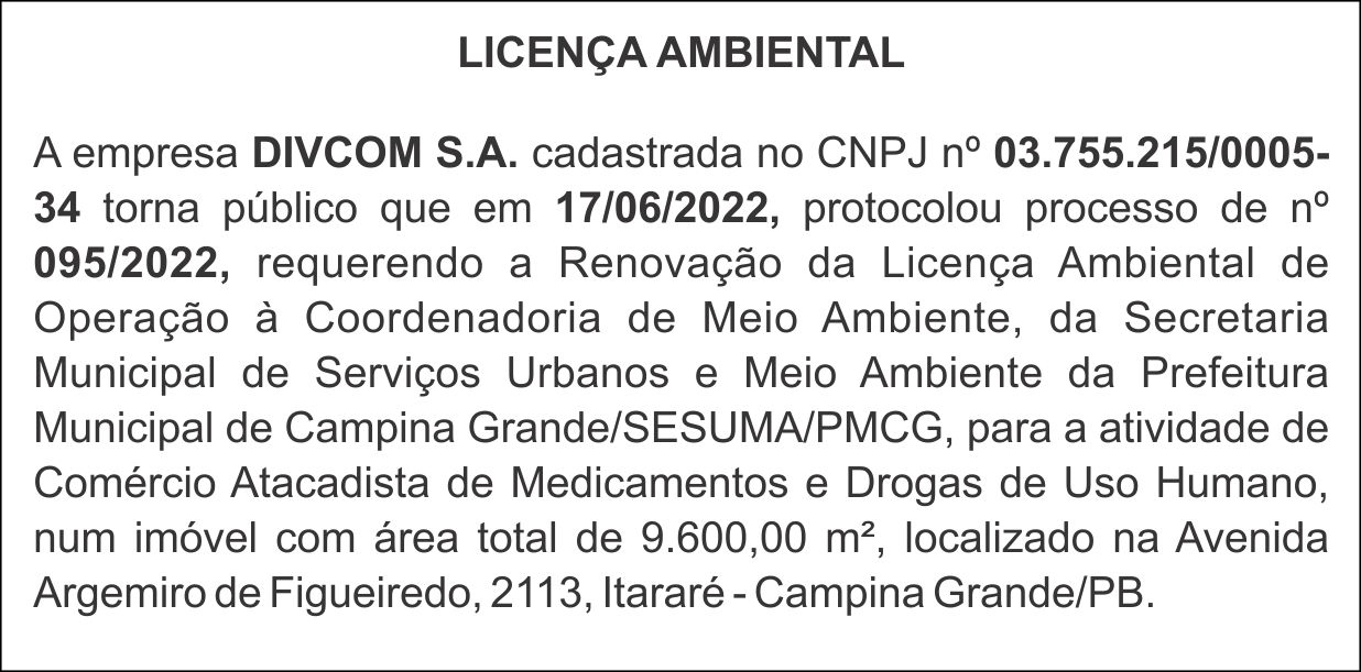 DIVCOM S.A. – LICENÇA AMBIENTAL