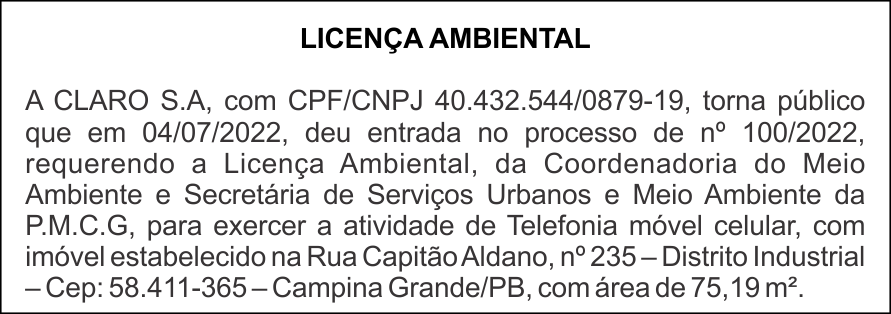 CLARO S.A – LICENÇA AMBIENTAL