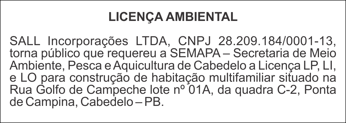 SALL Incorporações Ltda – Licença Ambiental