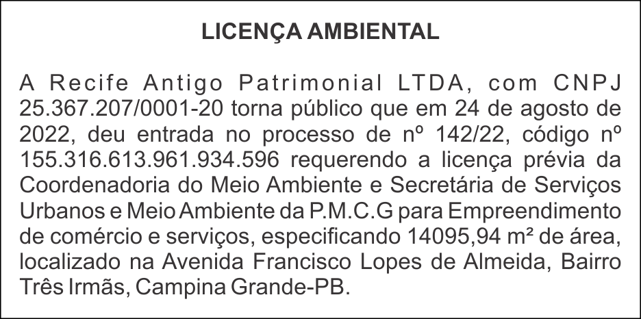 Recife Antigo Patrimonial LTDA – Licença Ambiental