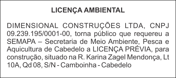 DIMENSIONAL CONSTRUÇÕES LTDA – LICENÇA AMBIENTAL