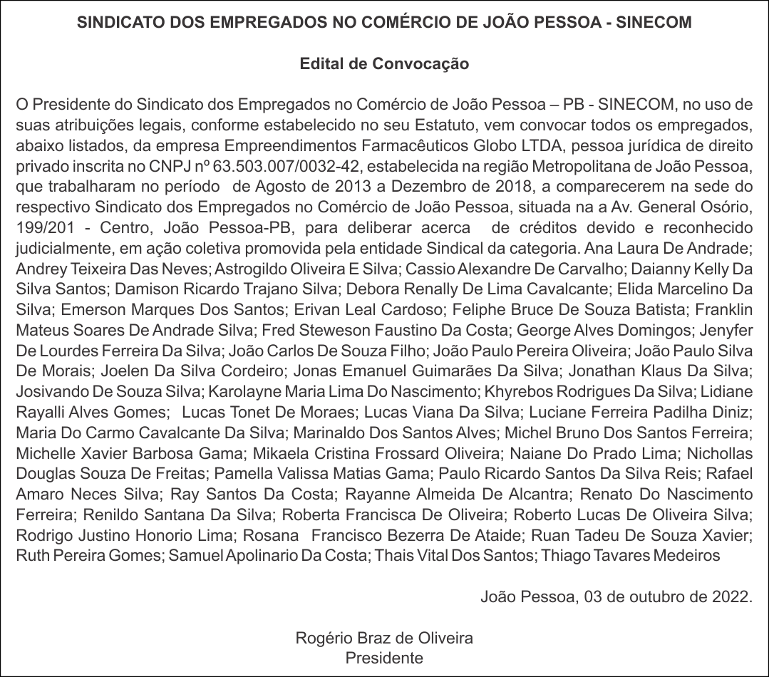 SINECOM  – Edital de Convocação