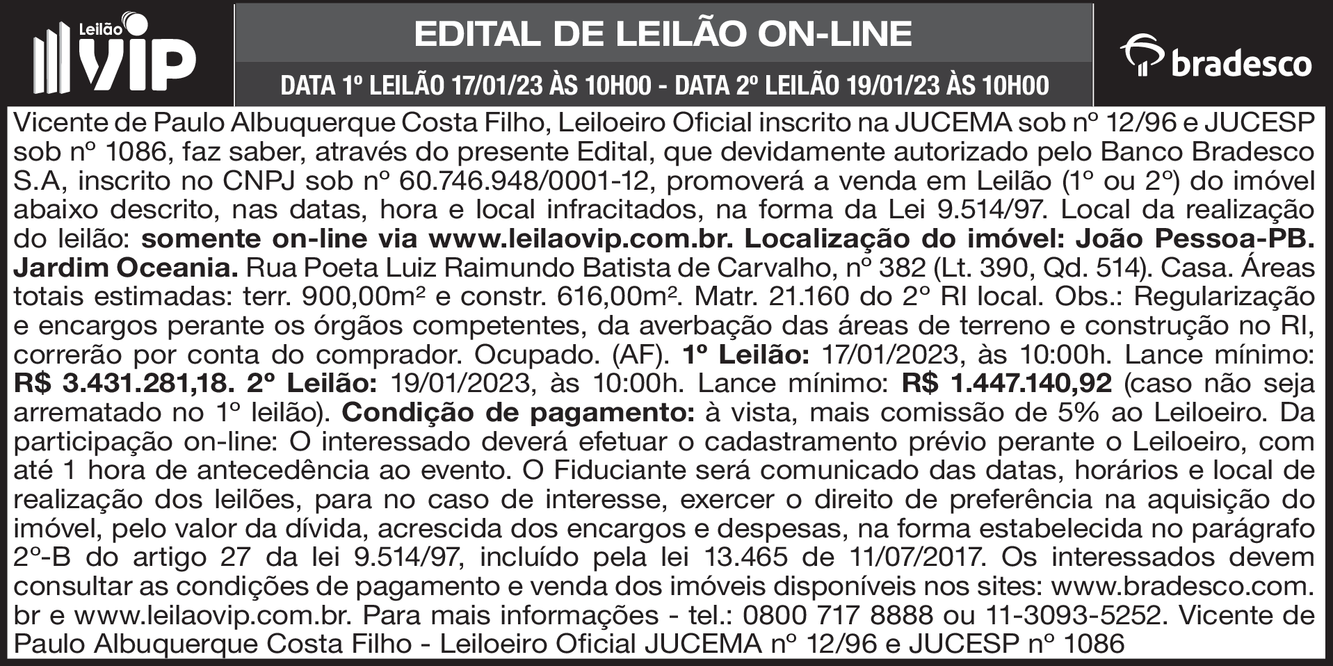 Leilão Vip – Edital de Leilão On-Line