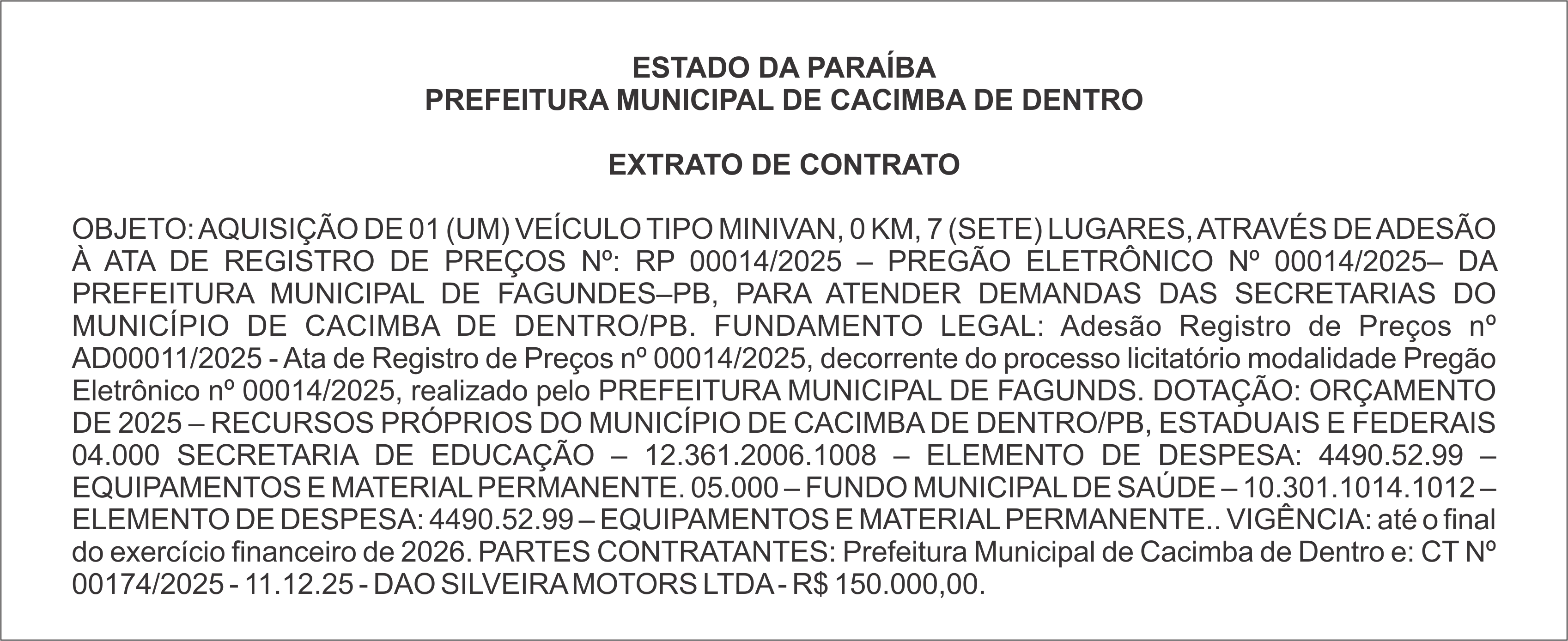 PREFEITURA MUNICIPAL DE CACIMBA DE DENTRO – EXTRATO DE CONTRATO