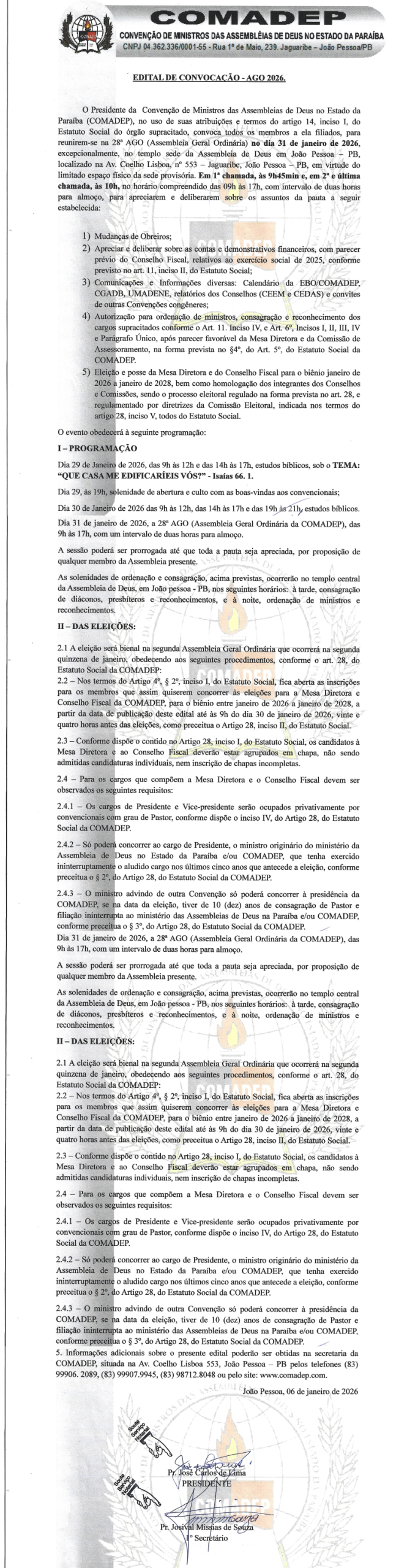 COMADEP – EDITAL DE CONVOCAÇÃO – AGO 2026