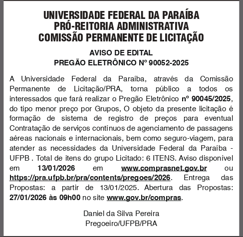 UNIVERSIDADE FEDERAL DA PARAIBA – DISPENSA ELETRÔNICO No 440-2025