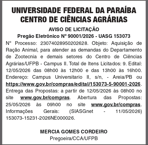 UNIVERSIDADE FEDERAL DA PARAIBA – PE 90001_2026