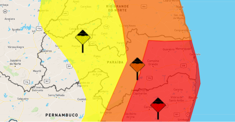 Chuvas, Chuva, João Pessoa, Campina Grande, alerta vermelho