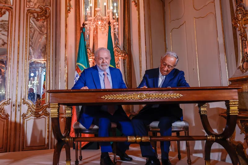 Lula e Marcelo Rebelo de Sousa, presidente de Portugal