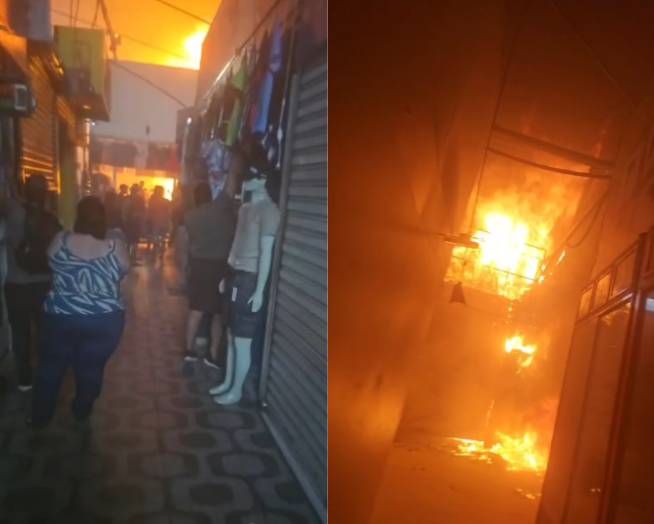 Incêndio de grandes proporções atinge Centro Comercial de Passagem, em João Pessoa
