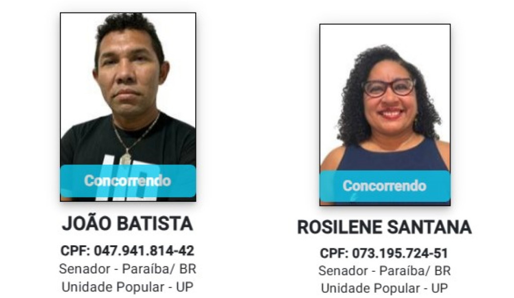 Senado, UP, João Batista, Rosilene Santana