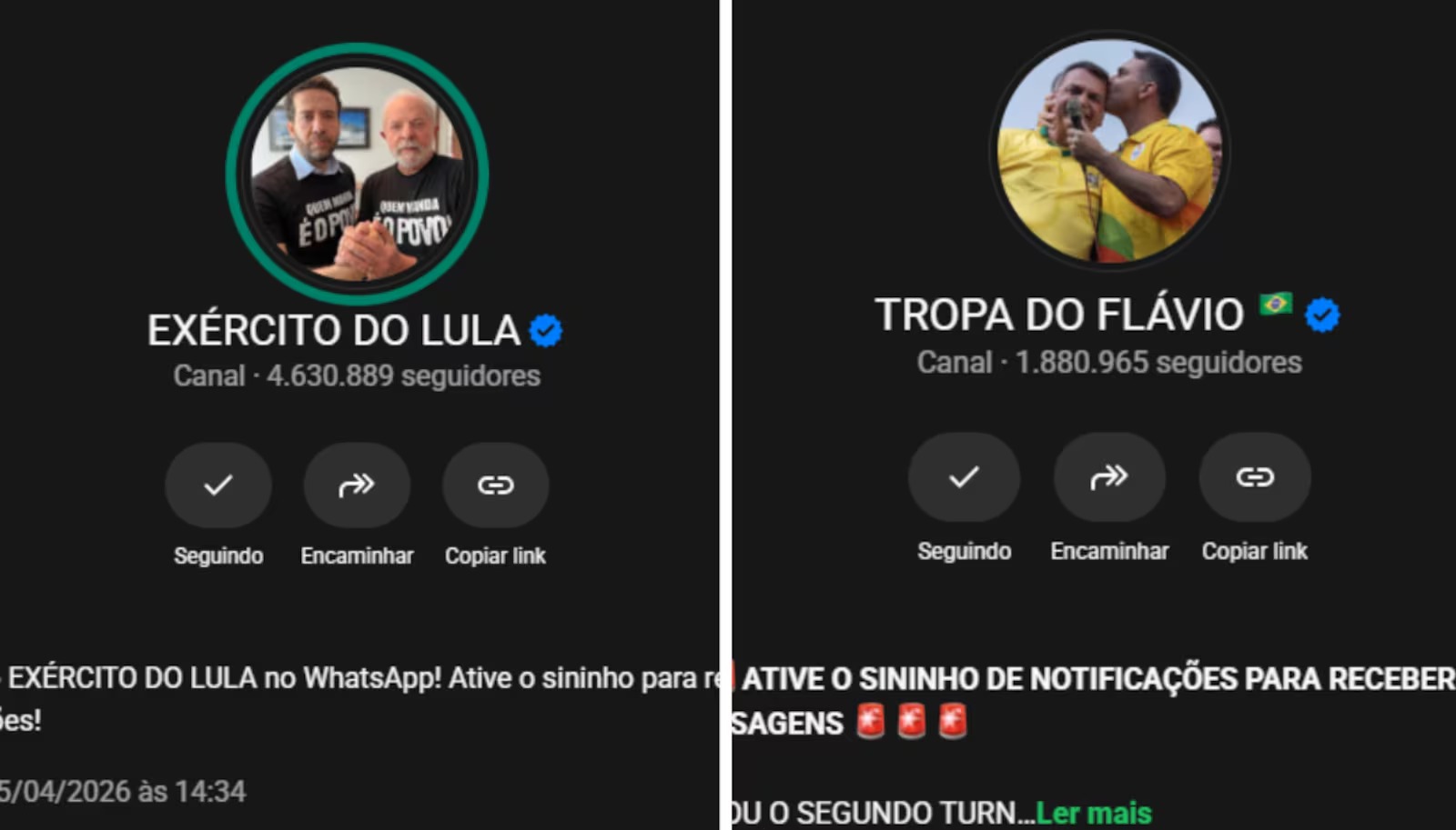 Do ‘Exército do Lula’ à ‘Tropa do Flávio’: como canais de WhatsApp viraram ferramentas políticas