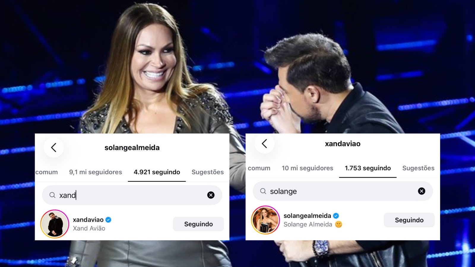 Xand Avião e Solange Almeida voltam a se seguir nas redes sociais; fãs especulam reencontro