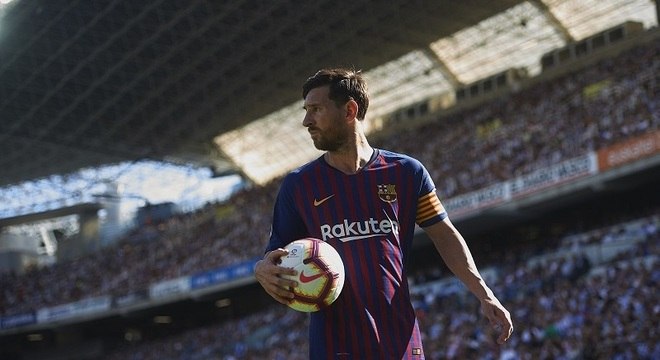 Messi jogando pelo Barcelona